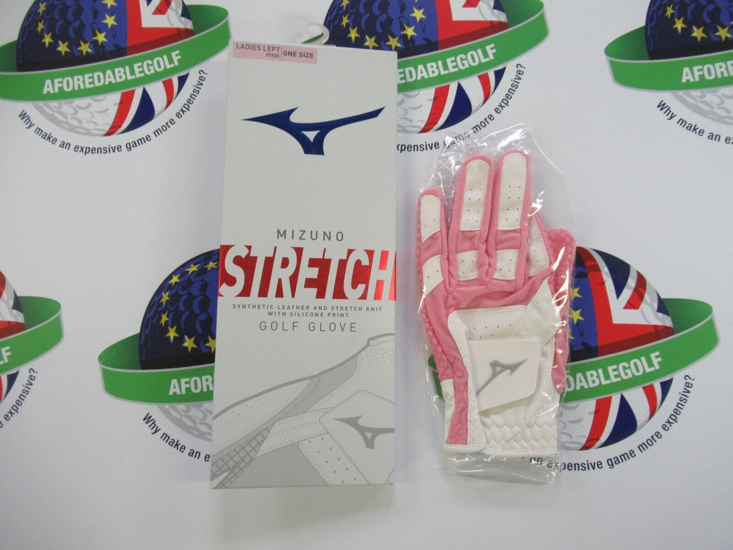 mizuno stretch ladies pink golf glove one size fits all