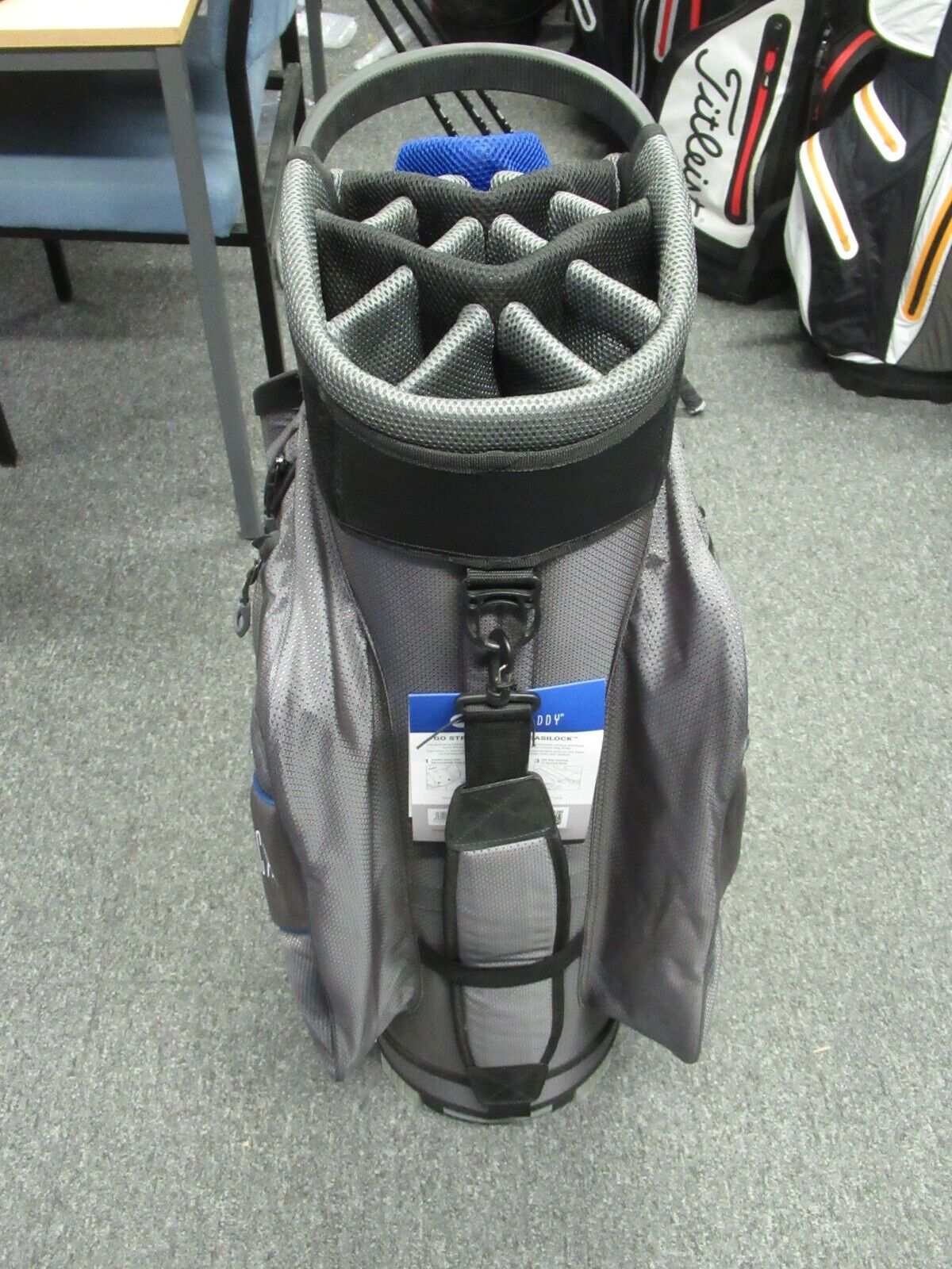 motocaddy club series cart bag charcoal/blue