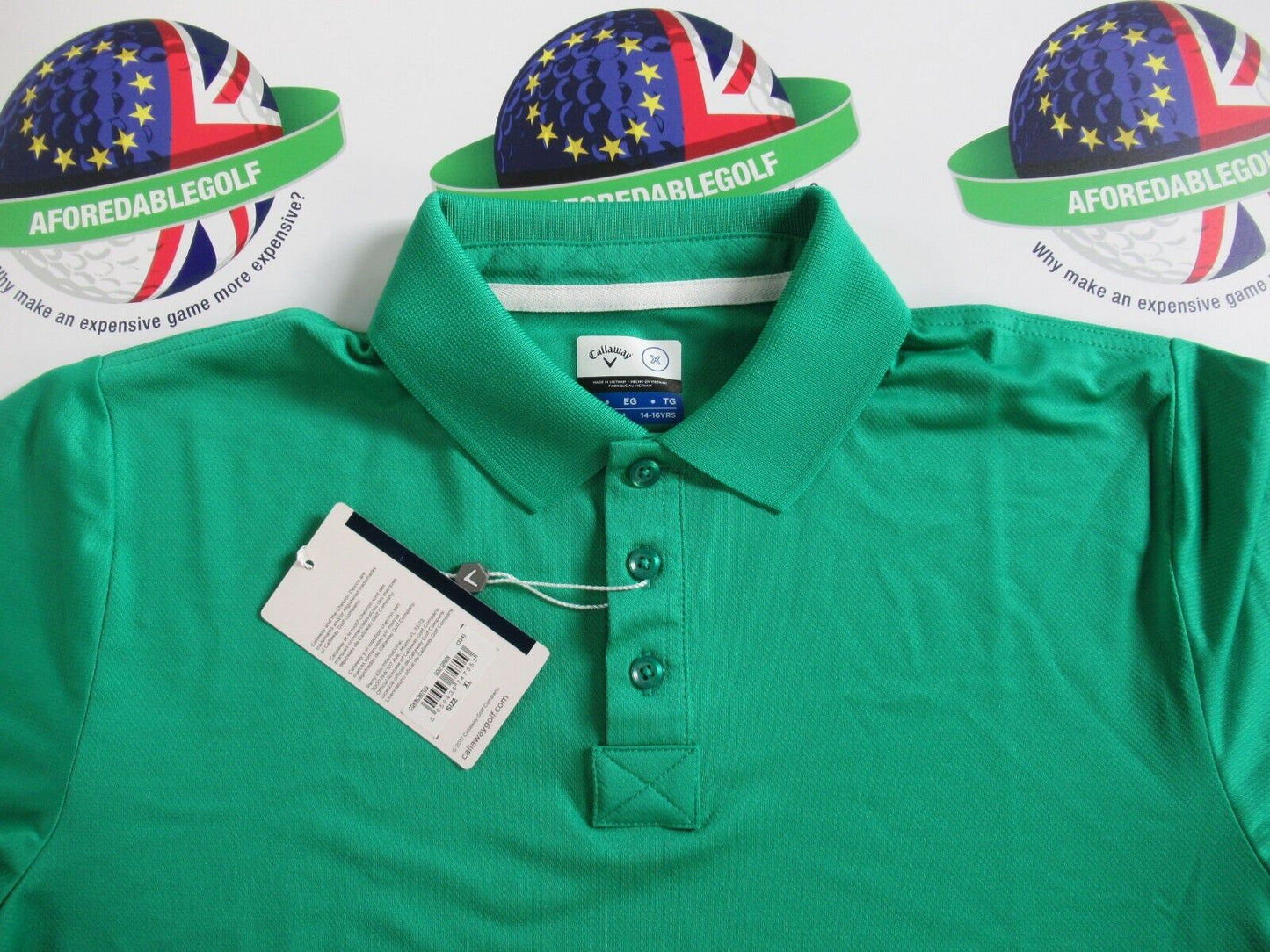 callaway x youth golf green polo shirt uk size xl 160-172cm 14-16 years