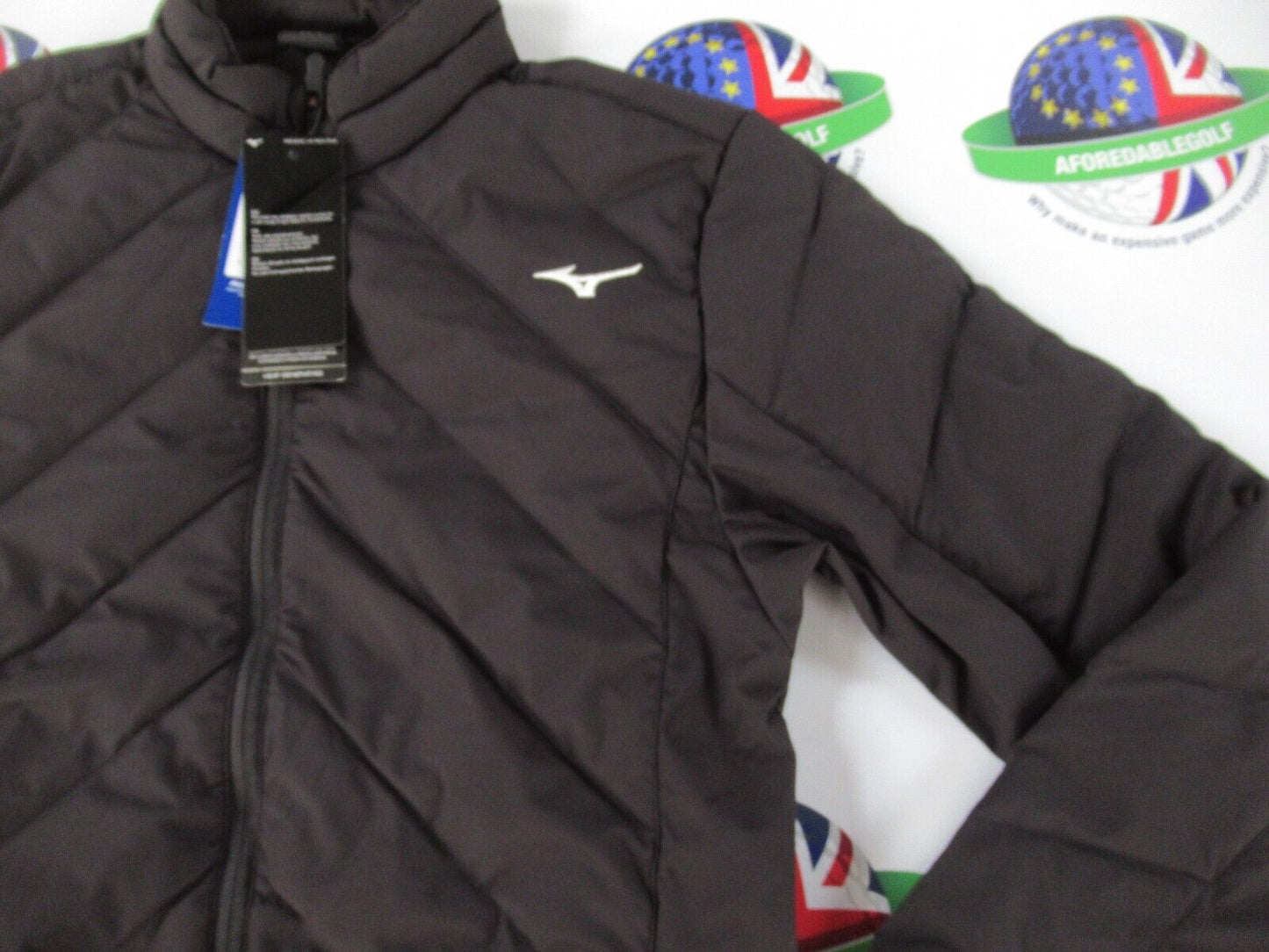 mizuno breath thermo move down jacket black uk size small