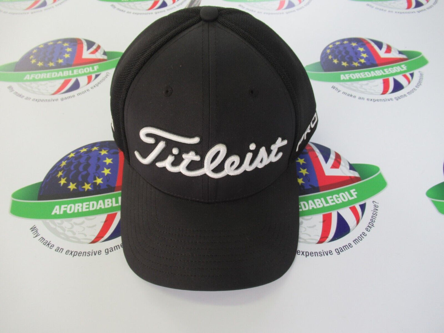 titleist tour sports mesh black small/medium fitted golf cap