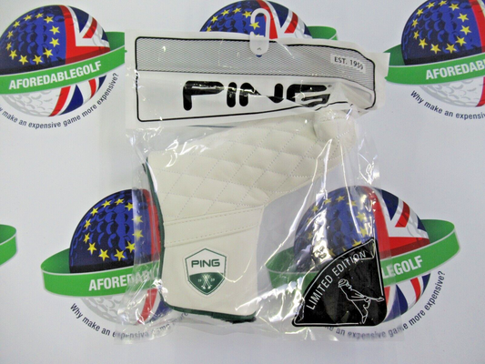 new ping limited edition heritage masters white/green blade putter head cover