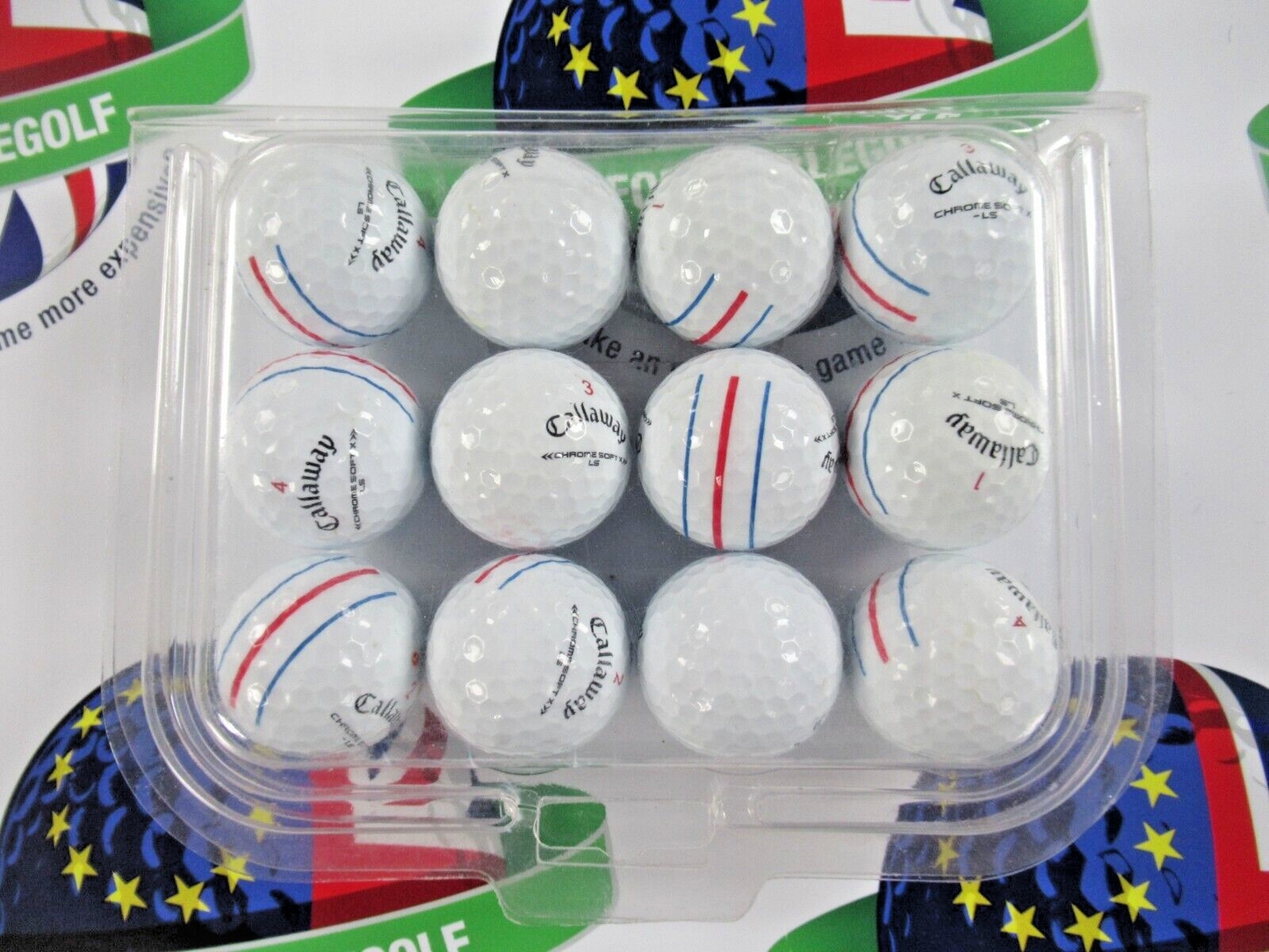 12 callaway chrome soft x ls triple track pearl/pearl 1 grade golf balls