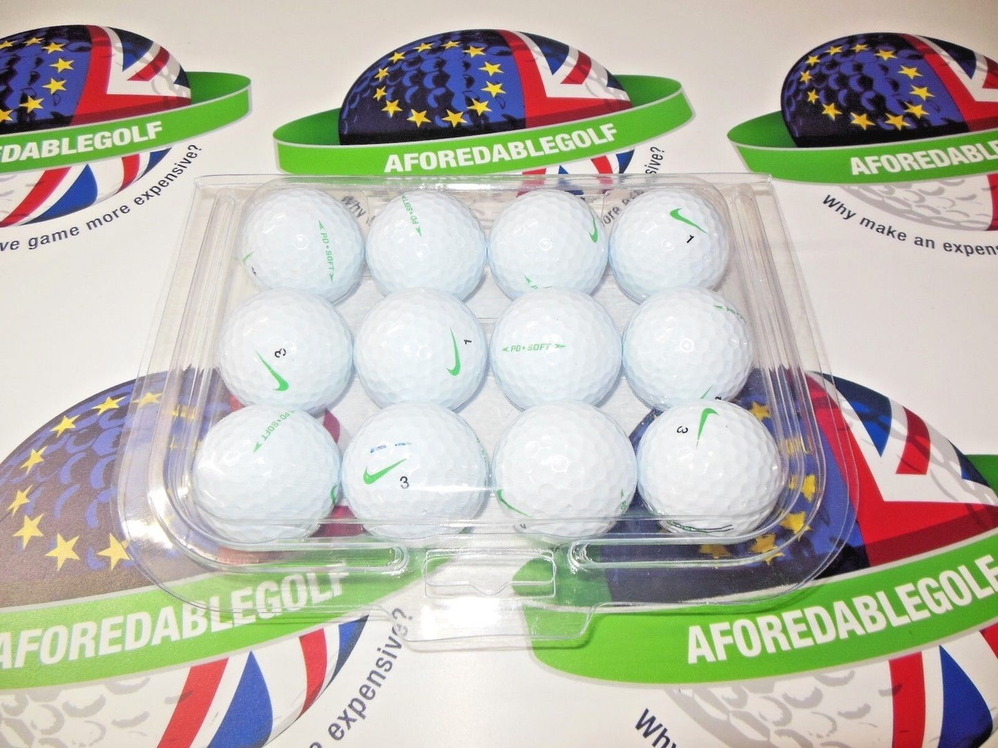 12 Nike Golf Pd Soft Green Tick Golf Balls Pearl/Pearl 1 Grade