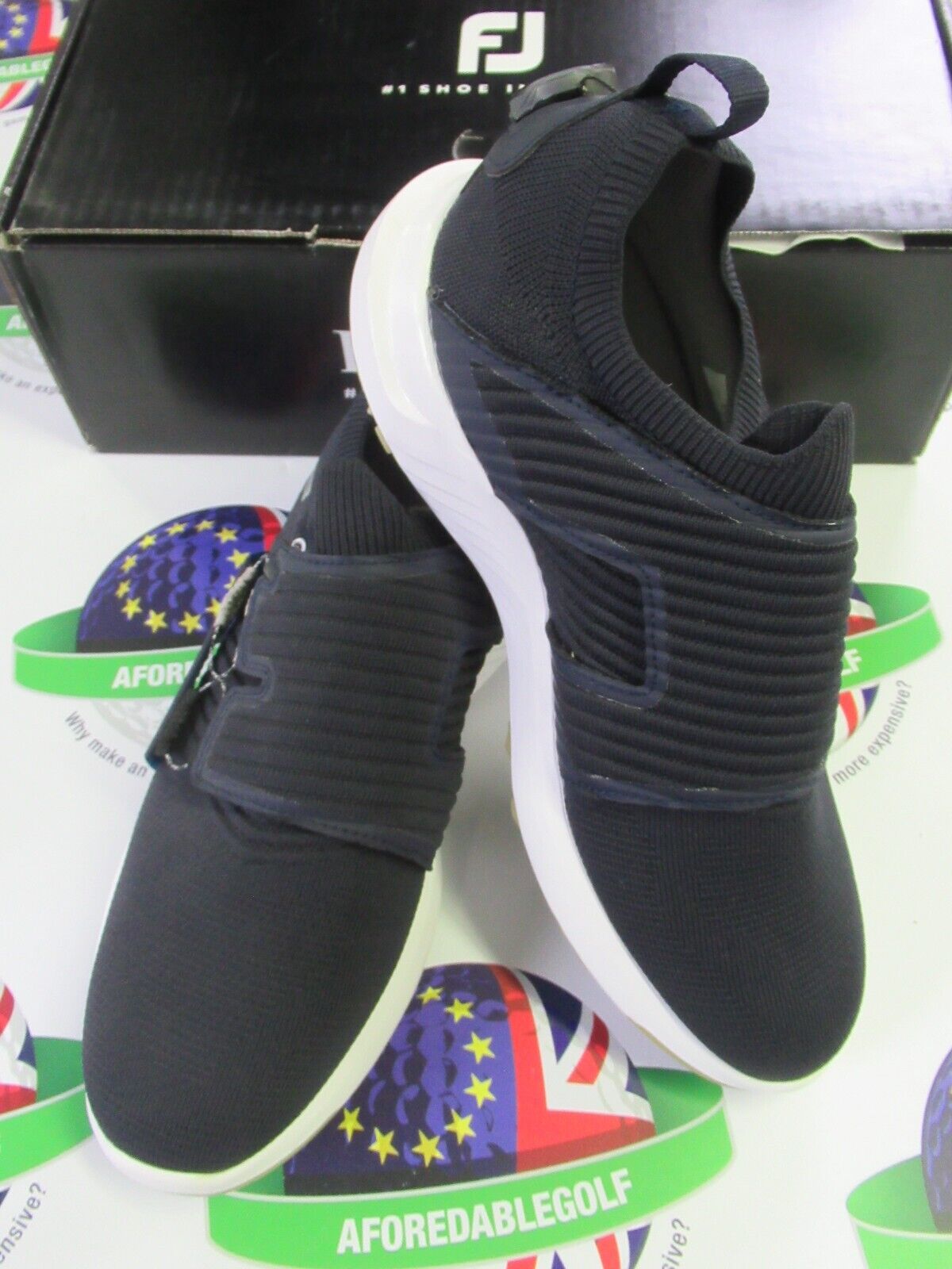 footjoy hyperflex boa waterproof golf shoes 51089k dark navy/white 8.5 medium