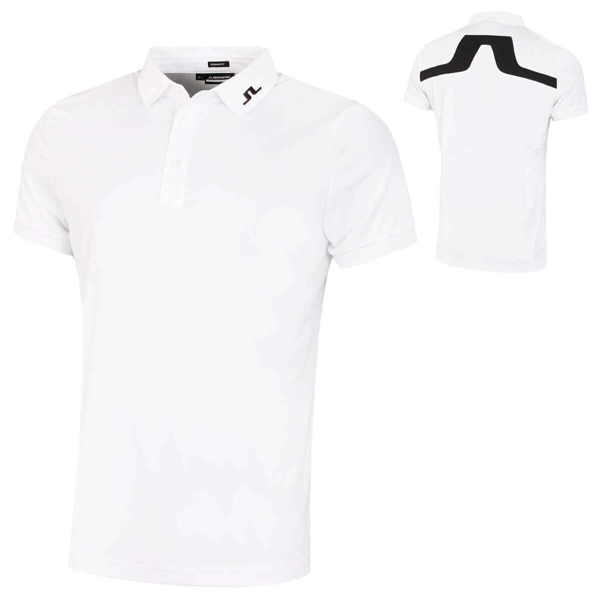 j lindeberg kv regular fit polo shirt white/blue uk size medium