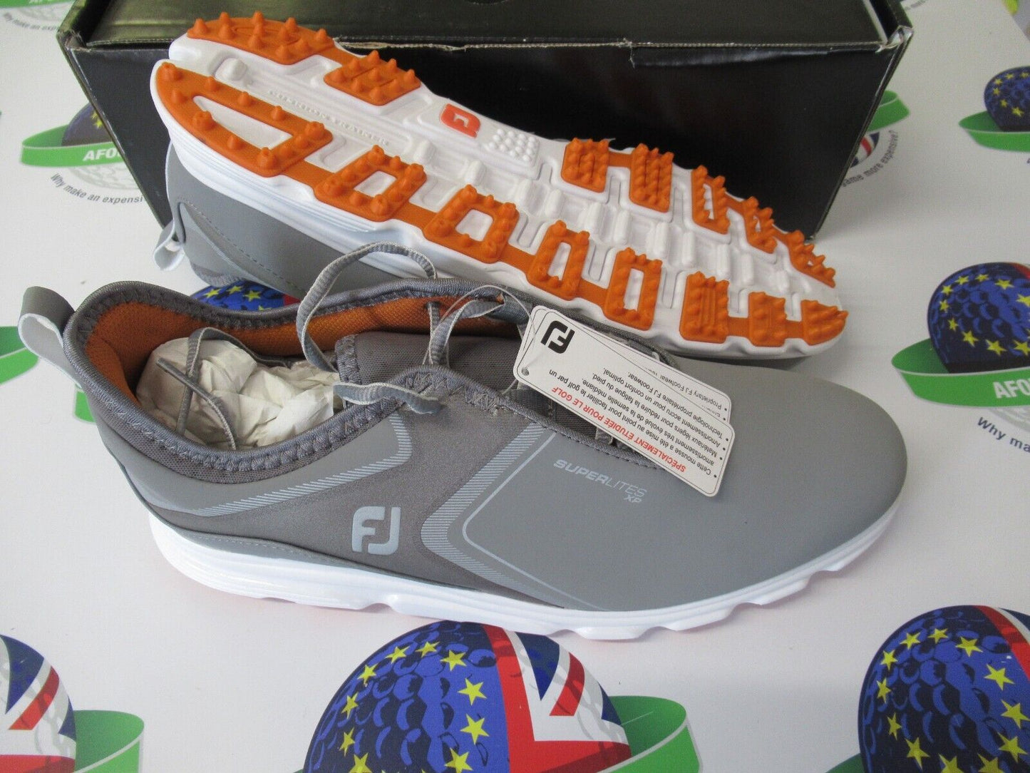 footjoy superlites xp golf shoes 58073k grey/orange uk size 9.5 medium