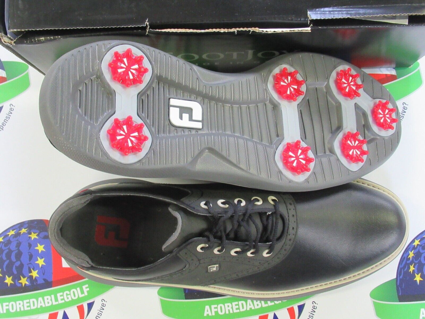 footjoy traditions waterproof golf shoes 57904k black/grey 8.5 medium