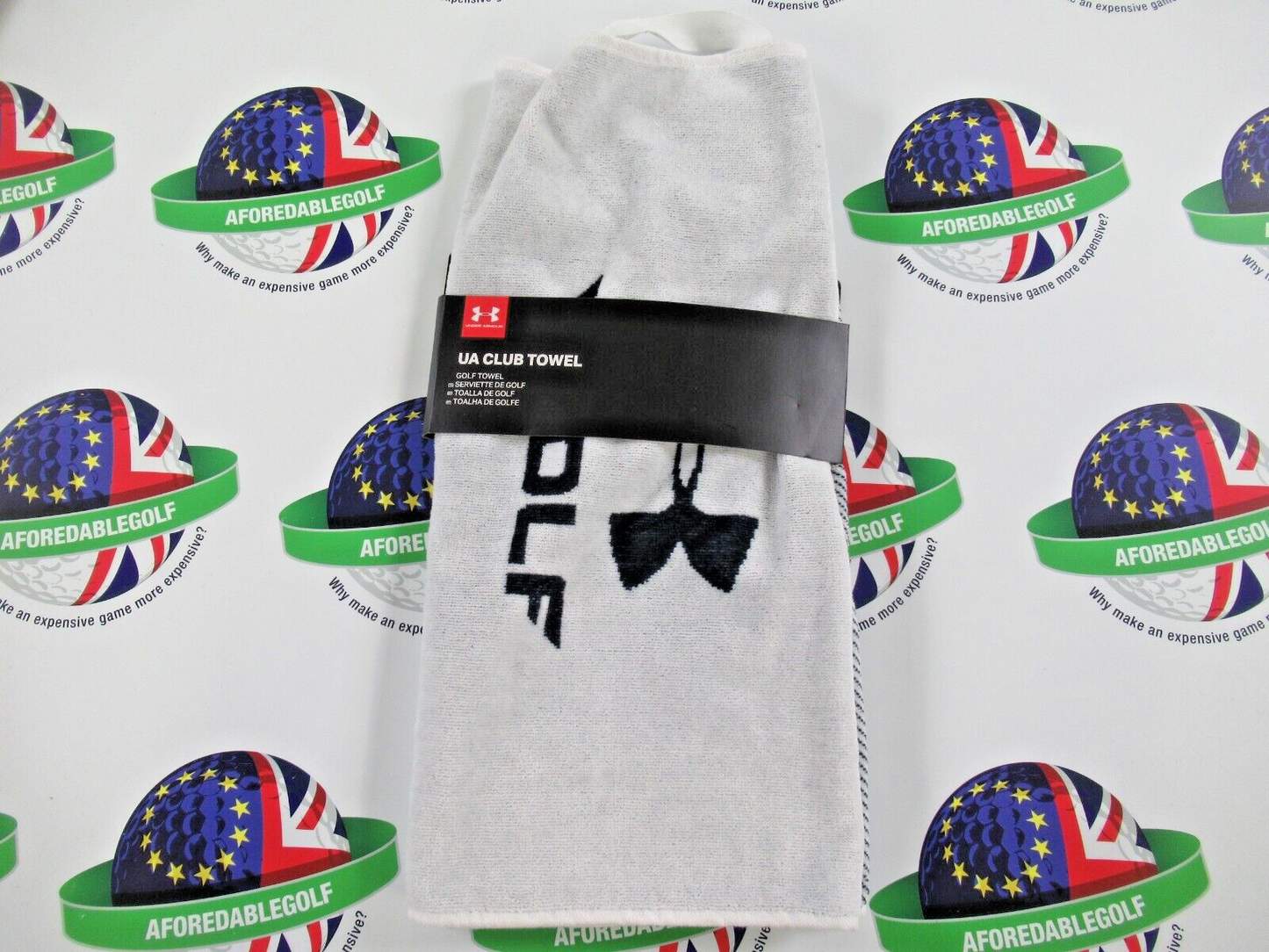 new under armour club golf towel 36" x 18" with woven loop attachment