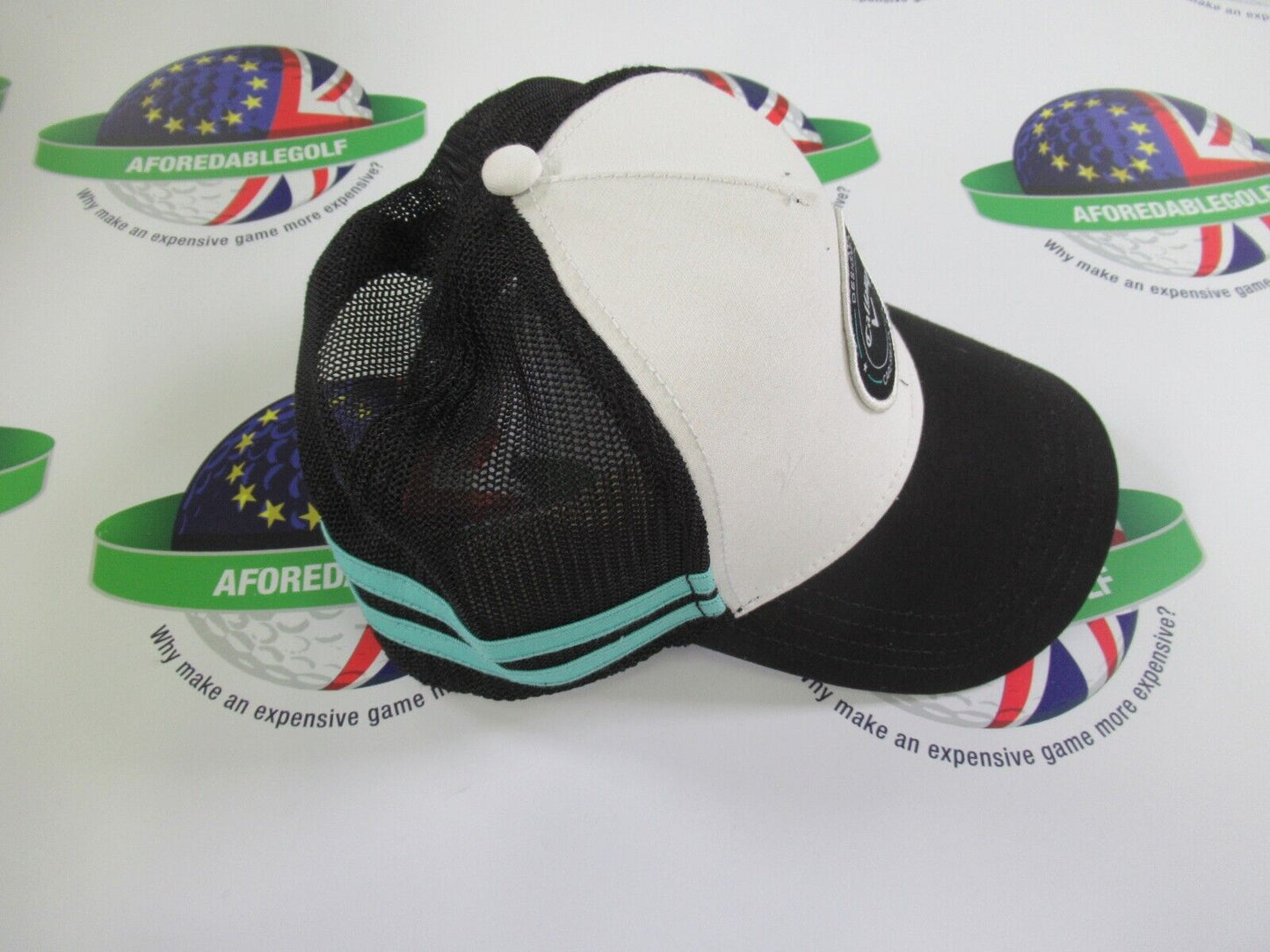 callaway golf trucker mesh snap back adjustable golf cap white/black/turquoise