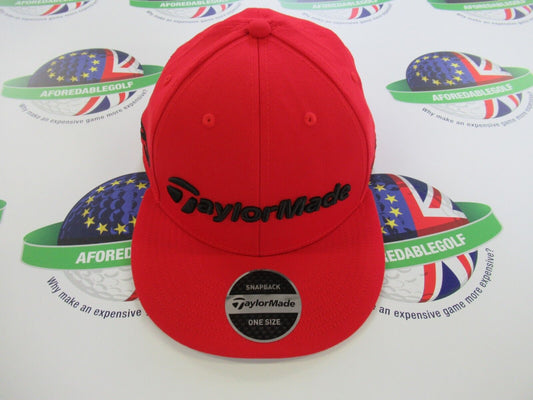 Taylormade Red Snap Back Flat Bill Golf Cap Stealth Tp5