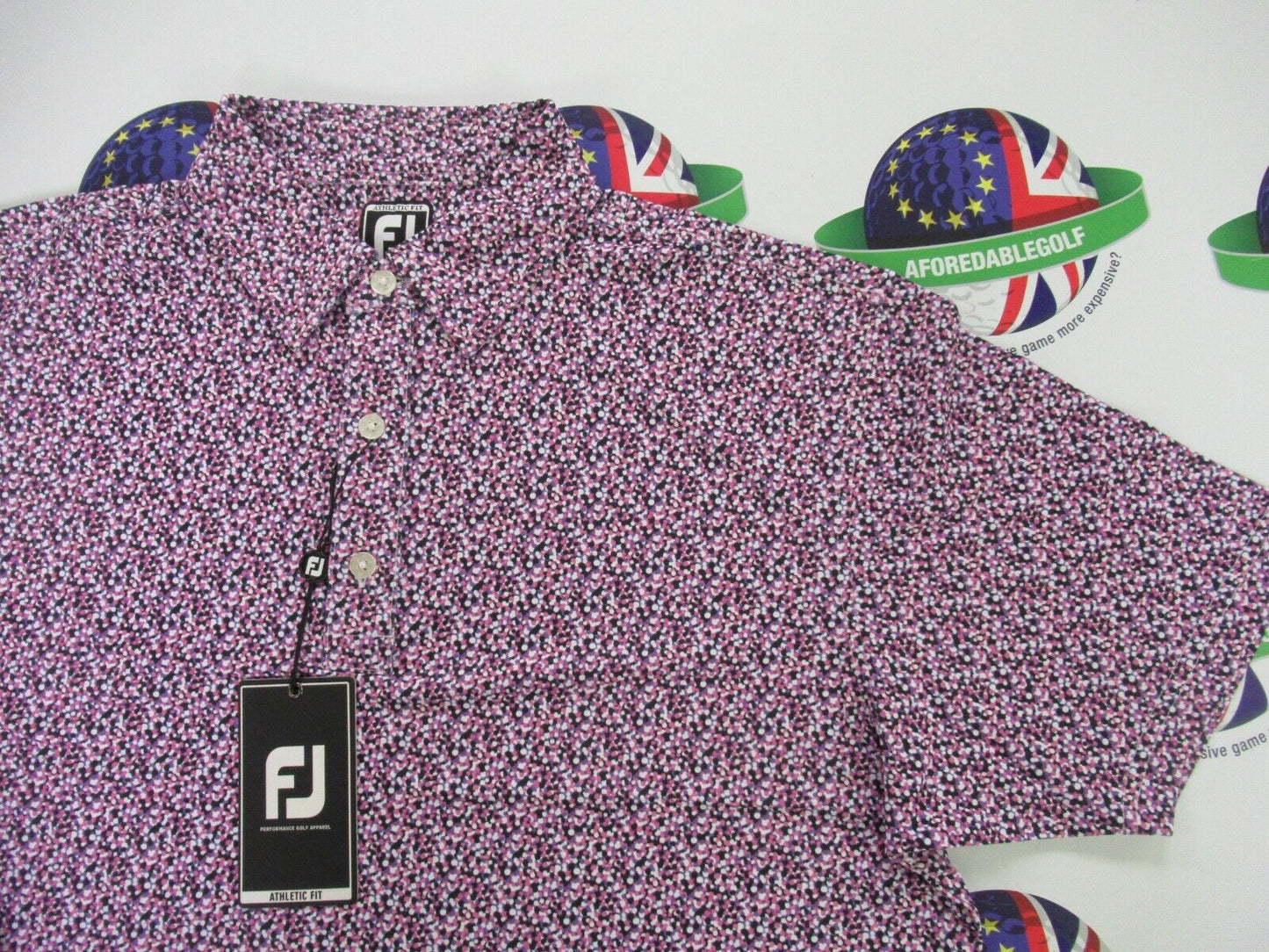 footjoy eu confetti print violet polo shirt uk size xl