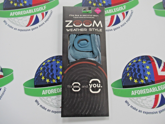 zoom weather style ladies left hand golf glove blue stone one size fits all