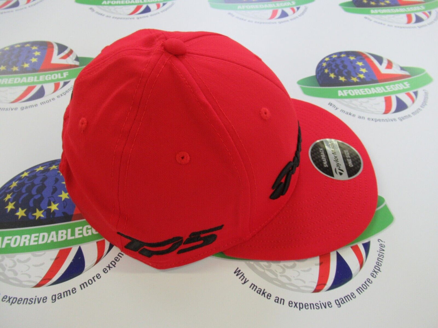 taylormade red snap back flat bill golf cap stealth tp5