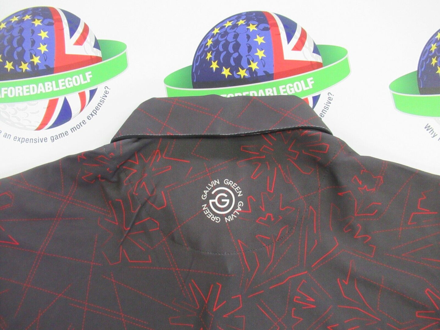 galvin green maverick ventil8 plus polo shirt forged iron/red uk size medium