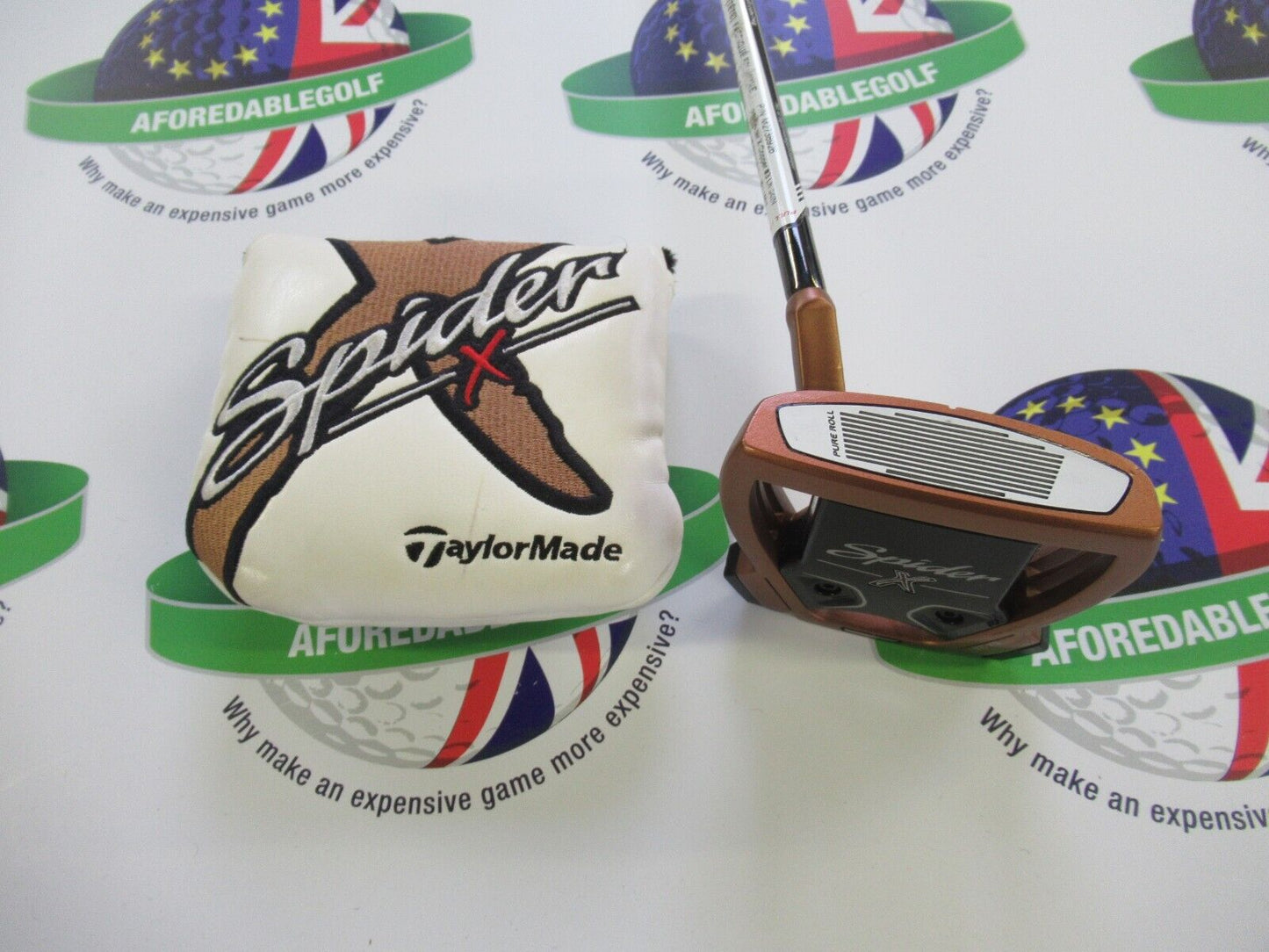 used taylormade spider x copper #3 sx-32 34" putter & headcover