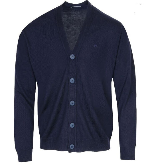 J Lindeberg Lucas Merino Wool Knitted Cardigan Navy UK Size XXL