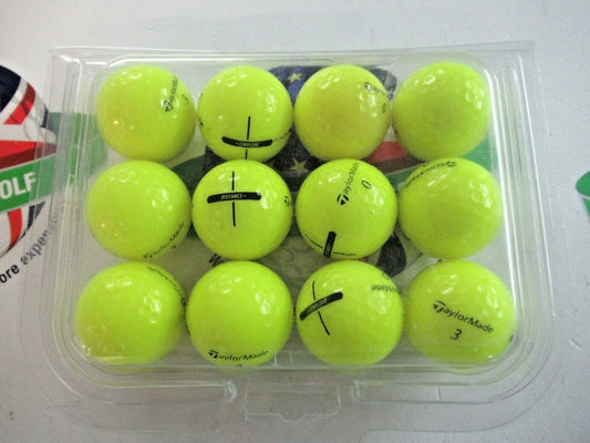 12 taylormade distance plus optic yellow golf balls pearl/pearl 1 grade