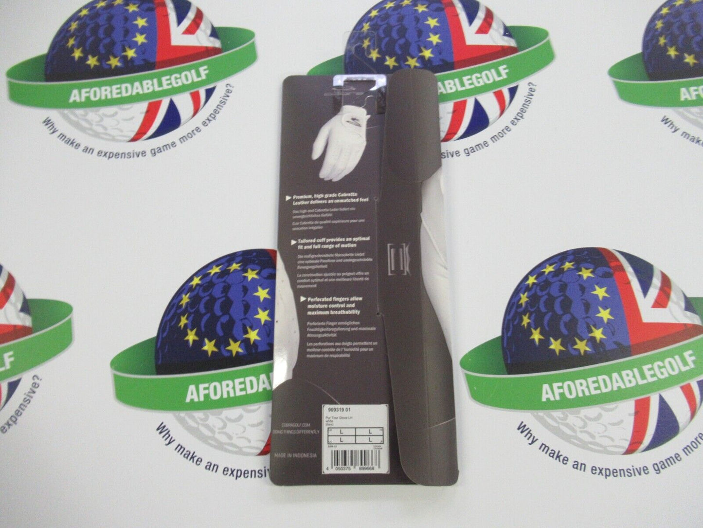 cobra pur tour cabretta leather left hand golf glove size large