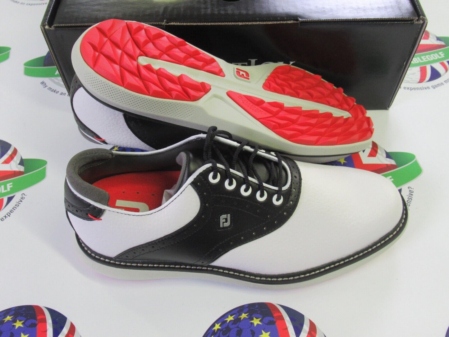 footjoy traditions waterproof golf shoes 57924k white/black uk size 9.5 medium