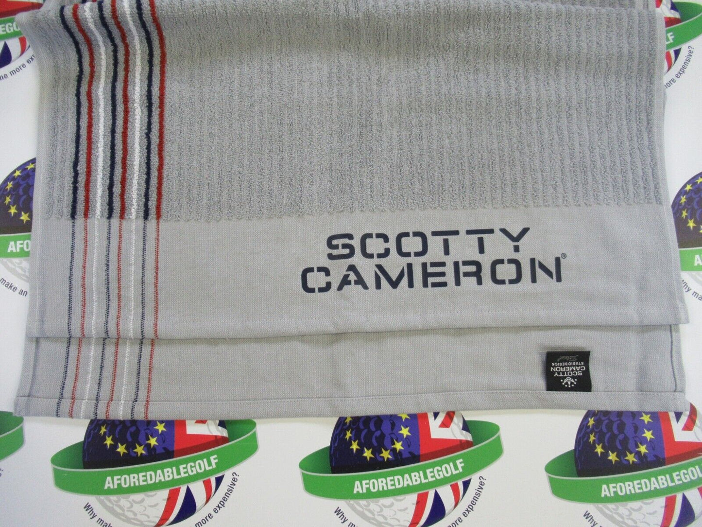 titleist scotty cameron limited edition vintage caddy towel gray/usa stripe/navy