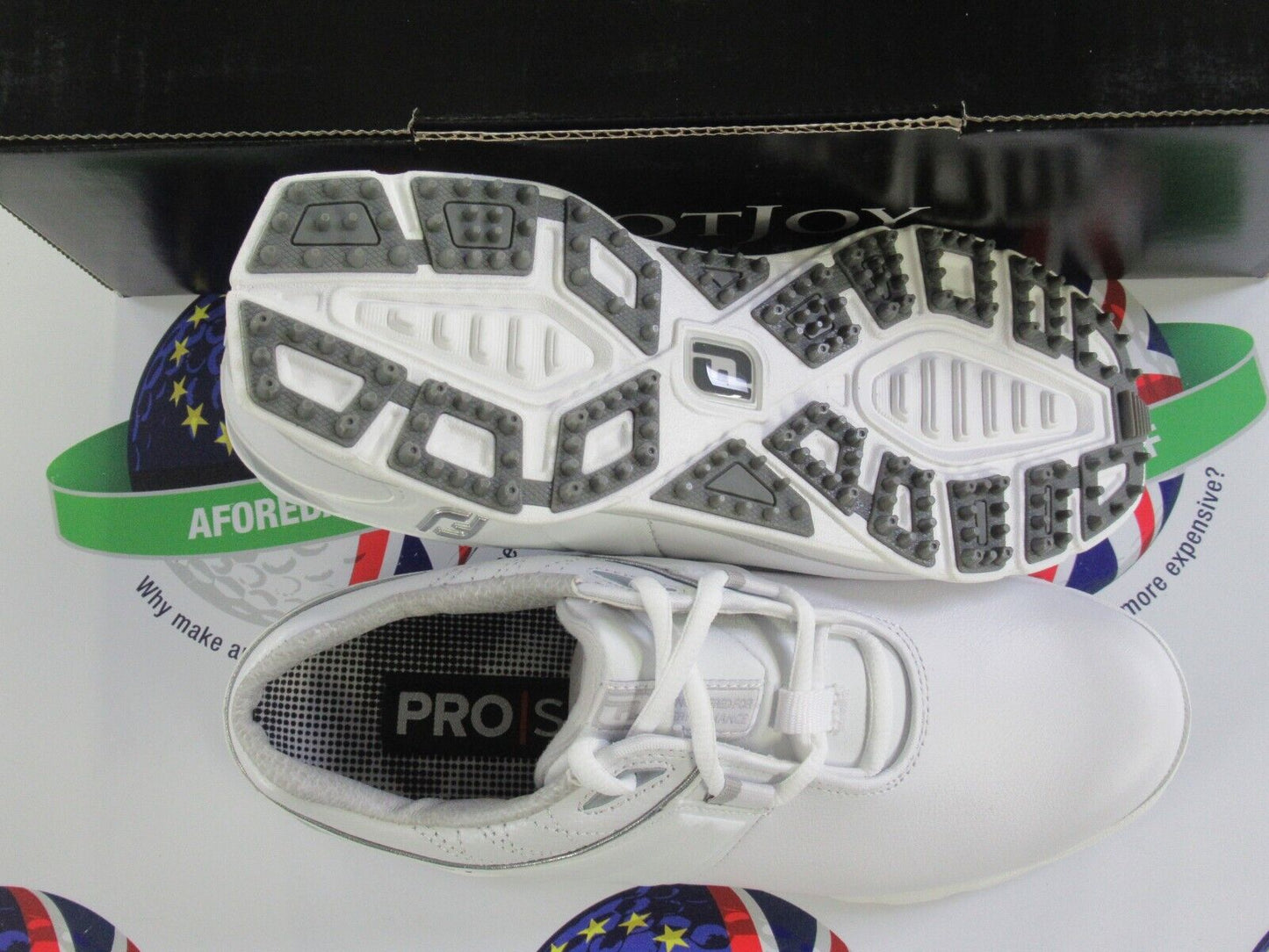footjoy pro sl womens golf shoes white/silver uk size 5.5 wide/large