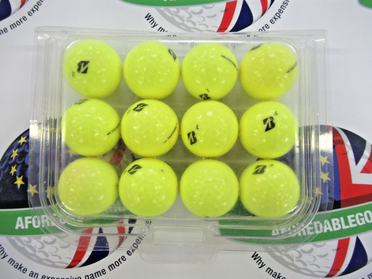 12 bridgestone tour b rxs optic yellow golf balls pearl/pearl 1 grade