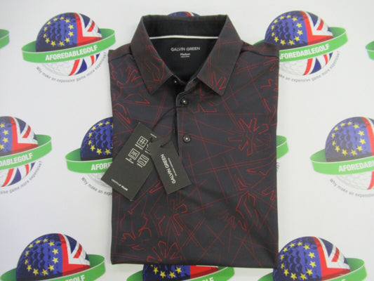 galvin green maverick ventil8 plus polo shirt forged iron/red uk size medium