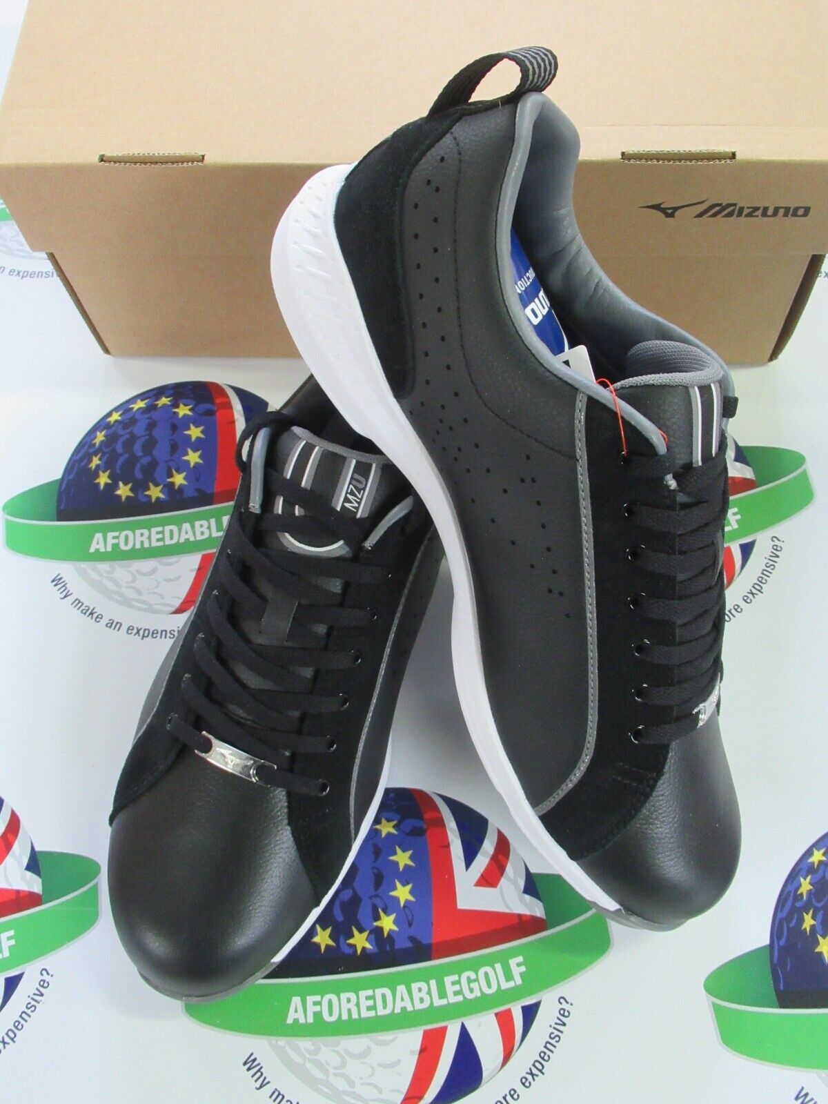 mizuno mzu le navy black leather golf shoes uk size 11.5