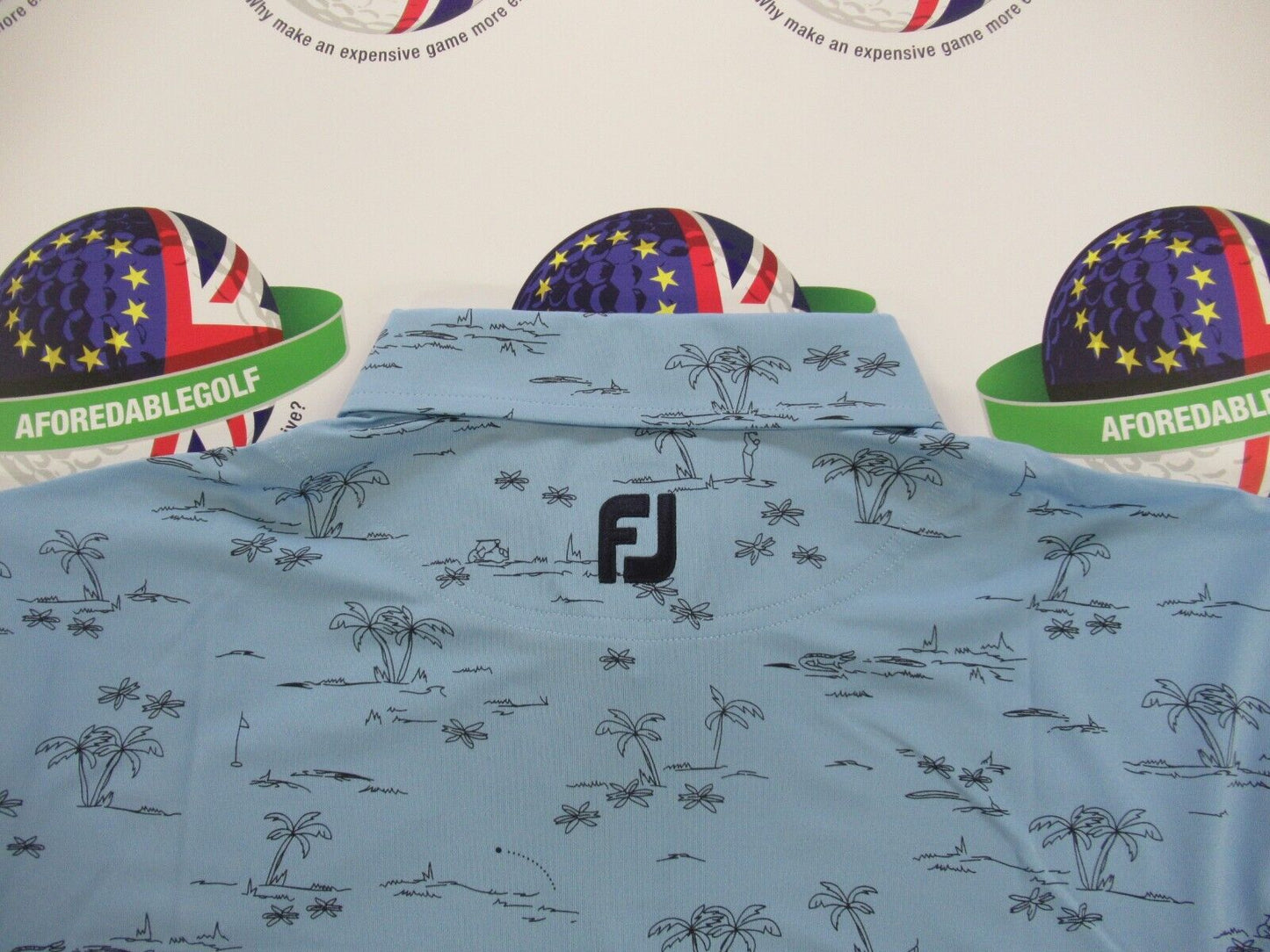 footjoy eu tropic golf print polo shirt true blue/navy uk size large