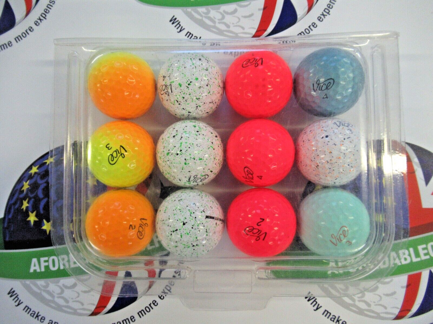 12 vice pro tour mixed golf balls pearl/pearl 1 grade.