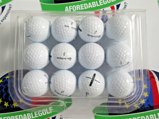 12 TaylorMade Distance Plus White Golf Balls Pearl/Pearl 1 Grade