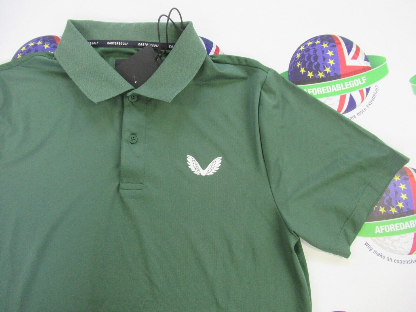 castore golf mens breathable polo shirt hunter green uk size medium