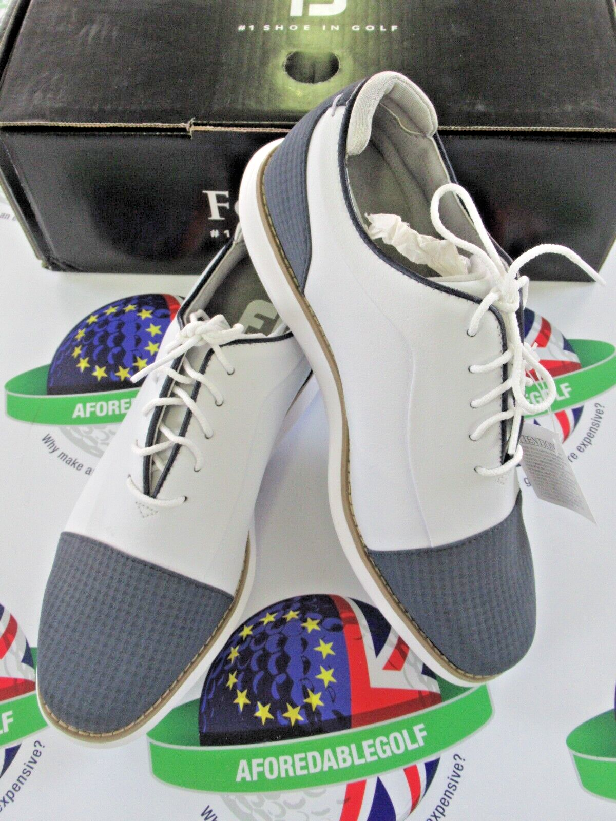 footjoy fj traditions womens golf shoes 97915k white/navy size 4.5 wide/large