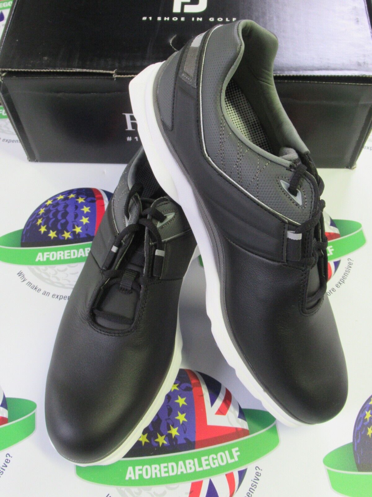 footjoy pro sl waterproof golf shoes black/grey 53077k uk size 7 medium