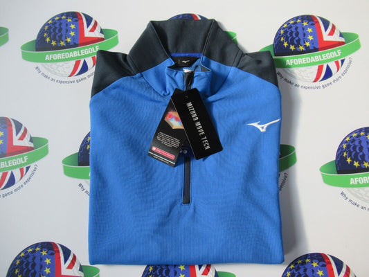 MIZUNO WINTER BREEZE BLOC 1/4 ZIP TOP BLUE UK SIZE MEDIUM