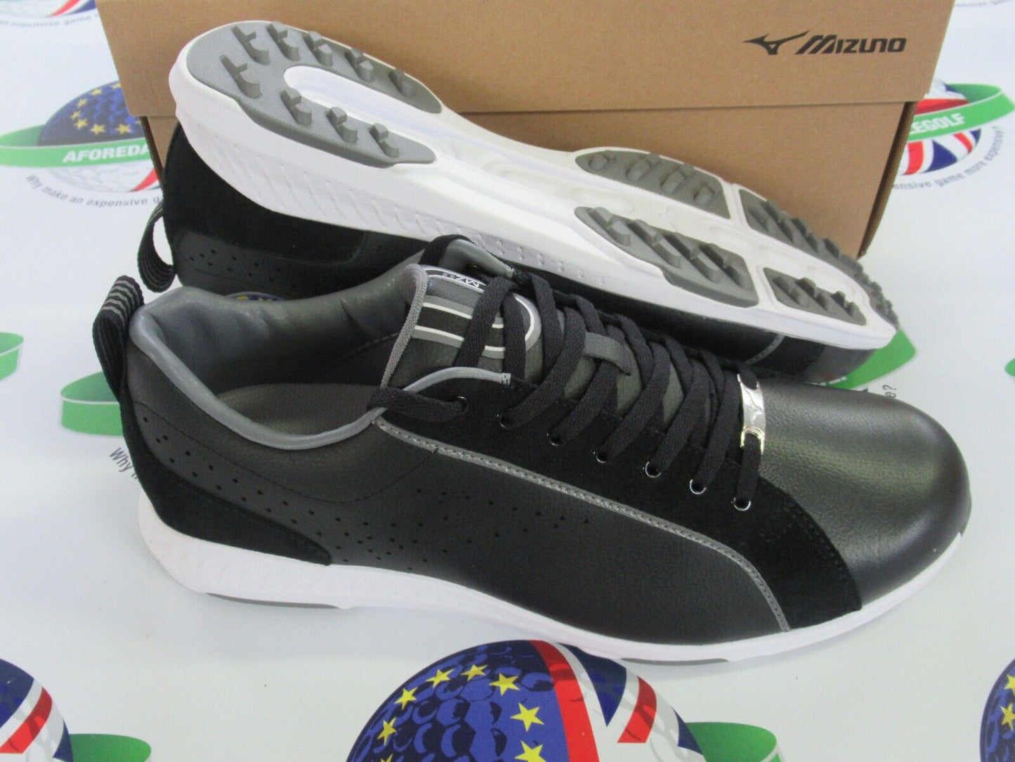mizuno mzu le black leather golf shoes uk size 8