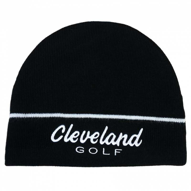 cleveland fleece lined cold weather autumn/winter black beanie hat