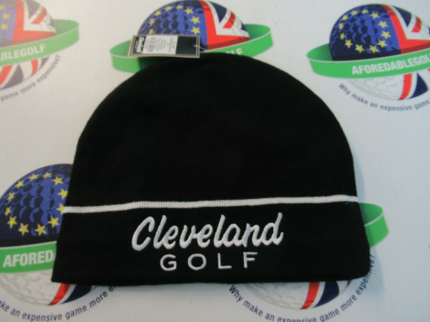 cleveland fleece lined cold weather autumn/winter black beanie hat