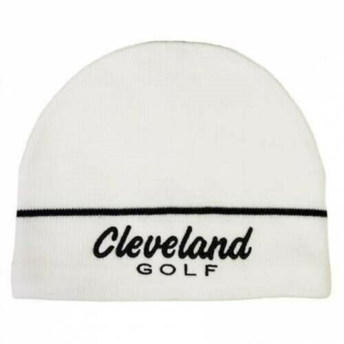 cleveland fleece lined cold weather autumn/winter white beanie hat